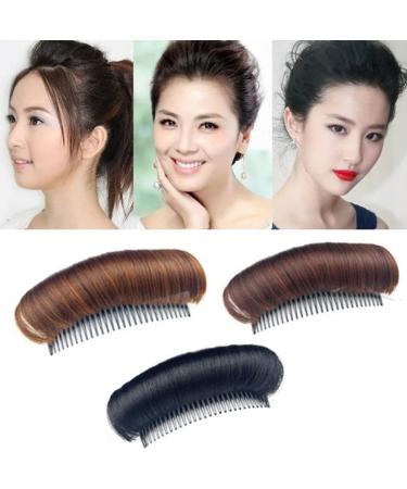 3PCS Hair Bun Clip Bump Volume Insert Tool Dark Brown - Fluffy Princess Styling Accessories for Women/Girls - Buy Online on GoSupps.com
