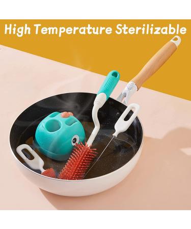 3 in 1 Silicone Bottle Cleaner Brush Set with Stand - Green | Ideal for Baby Bottles, Straws, Breast Pumps | Easy Cleaning Kit - Buy Online on GoSupps.com