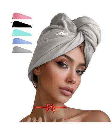 Curly Cotton Hair Towel (Grey) Queen