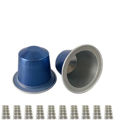 Lot de 100 capsules jetables en aluminium pour caf avec film d' tanch it autocollant dosettes r utilisables portion unique Bleu Ciel