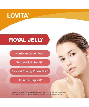 LOVITA Royal Jelly 333 mg 3:1 Concentrate with 20mg 10-HDA Natural Source Super Food Supports Skin Health & Energy Production 60 Capsules Standard Package 60 Count (Pack of 1) - Buy Online on GoSupps.com