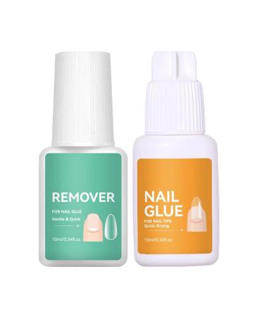 Nail Remover for Broken Nails - Fast Drying Long Lasting Strong Hold Gel Nail Glue with Remover | for Repairing Decorating Manicures Broken Nails Artificial Nails Women Girls Beginners