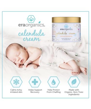 Organic Calendula Cream for Babies | Soothing Baby Lotion for Sensitive Skin, Eczema, Cradle Cap, Acne | With Cocoa Butter, Rosemary, Zinc Oxide - Buy Online on GoSupps.com