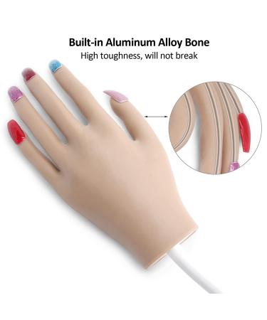 Silicone Nail Practice Hand with Aluminum Alloy Bracket - Flexible & Durable for Acrylic Nails - Brown - Buy Online on GoSupps.com