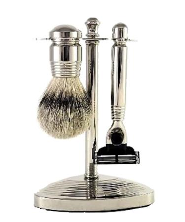 Shaving set metal shaving brush pure badger silvertip razor with Mach3 blade