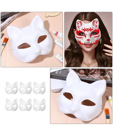 Magiclulu 6-Piece White Cat Masks | Therian Pappmache Art Masks | Animal Half Face Crafts | DIY Party Accessories for Mardi Gras & Halloween - Buy Online on GoSupps.com