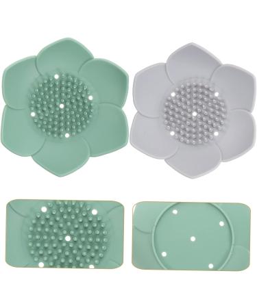 WOONEKY 2pcs Silicone Soap Rack Shower Soap Dish Utensil Holder Anti-slip Soap Holder Dual Flush Toilet Soap Dish Drainage Soap Dish Holder Suite Silica Gel Travel Sponge Green Grey 12.5x12.5x3.6cm - Buy Online on GoSupps.com