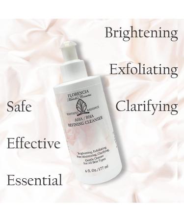 Florencia AHA BHA Refining Cleanser - Gentle Daily Exfoliating Face Wash with Glycolic Salicylic Lactic Acid and Jojoba Beads - Pore Perfecting Facial Cleanser 6 oz - Buy Online on GoSupps.com