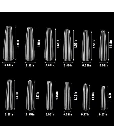 240 Pcs XXL Clear French Coffin Shape Nail Tips - Full Cover False Nails for DIY - 12 Sizes Assorted in Box - Buy Online on GoSupps.com