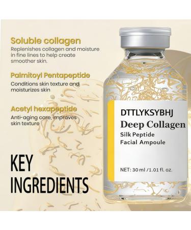 Collagen Silk Peptide Facial Ampoule 30ML - Age-Defying Hydrating Face Serum for All Skin Types Sensitive Skin Safe Non-Greasy Daily Formula with Hyaluronic Acid - Buy Online on GoSupps.com