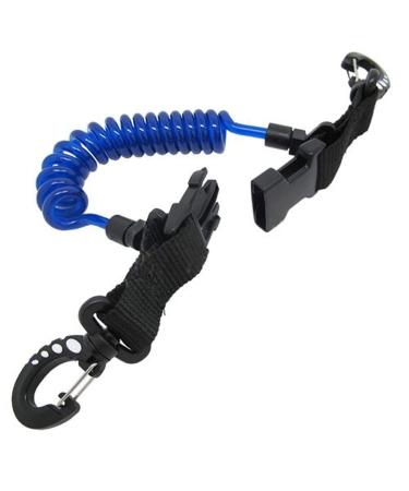 Scuba Diving Shark Coil Lanyard with Snaps and Quick Release Buckles Blue