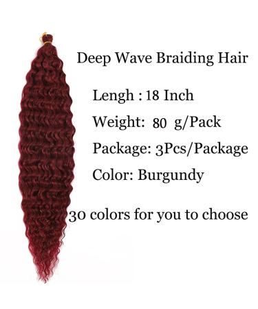 HENSLEELY 18 inch Ocean Wave Crochet Hair | Deep Twist Curly Braiding Extensions | 3 Packs Long Wavy Water Wave Braids | Synthetic Crochet Braid Hair in Burgundy - Buy Online on GoSupps.com