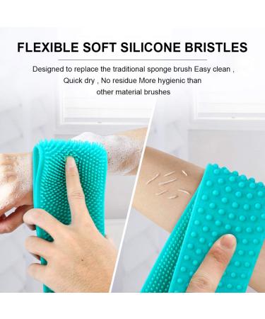 Silicone Bath Body Brush | Exfoliating Back Scrubber for Deep Clean | Suitable for Women & Men | Extra Long & Super Soft (Green) - Buy Online on GoSupps.com