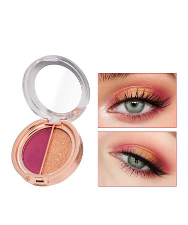 Timipoo Double color eye shadow  high pigment eye makeup palette  matte shimmer metal eye shadow powder  waterproof and durable color eye shadow (02Plum red)