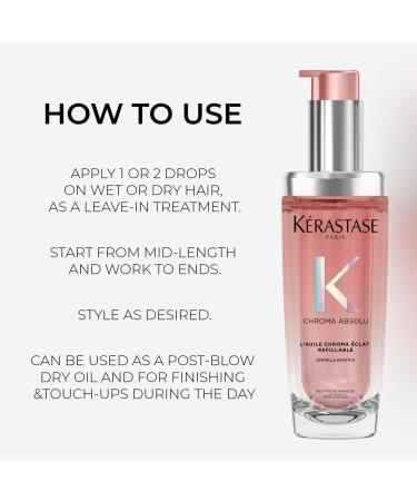 K rastase Chroma Absolu High Shine Hair Oil for Damaged Colour-Treated Hair Lightweight Formula with Lactic Acid Huile Chroma clat Refillable Bottle 75ml - Buy Online on GoSupps.com
