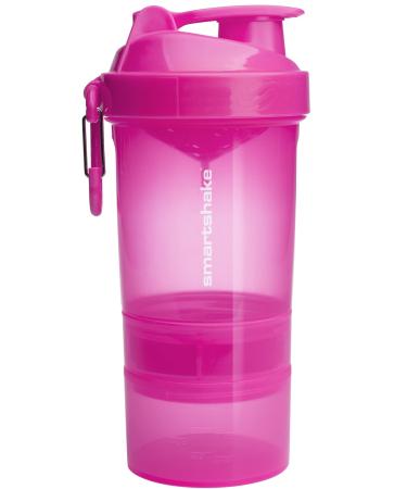 Smartshake Original 2GO Shaker Cup 600 ml Capacity With Storage Protein Shake Bottles Gift Shaker Cup Leakproof & Durable Shaker for Protein Shakes BPA & DEHP Free Neon Pink Neon Pink 600 ml (Pack of 1)