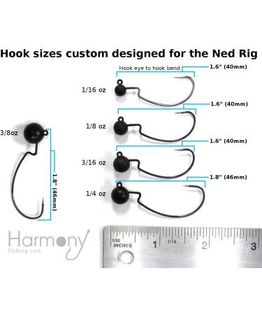 Harmony Fishing Tungsten Offset Weedless Ned Rig Jigheads 1/8oz - 5 Pack - Buy Online on GoSupps.com