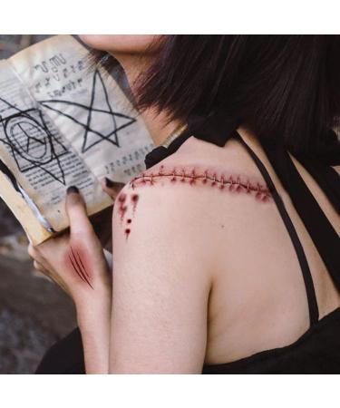 3D Bloody Wound Scab Temporary Tattoos for Halloween - Waterproof Body Face Sticker - Buy Online on GoSupps.com