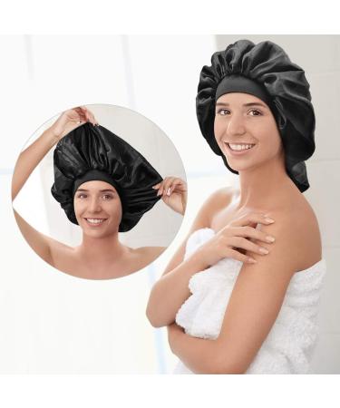RaiBaubl Silk Sleeping Cap for Women - Jumbo Hair Care Hood with Elastic Ribbon Perfect for Braids & Curly Hair (2 Pieces - Black) - Buy Online on GoSupps.com