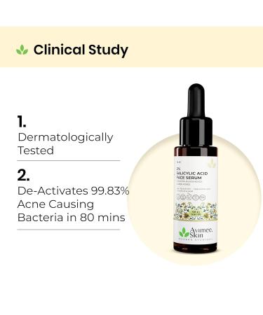 AVIMEE HERBAL 2% Salicylic Acid Face Serum For Acne Blackheads & Open Pores | Reduces Excess Oil & Bumpy Texture | For Acne Prone or Oily Skin | 25 ml (Pack of 1) - Buy Online on GoSupps.com