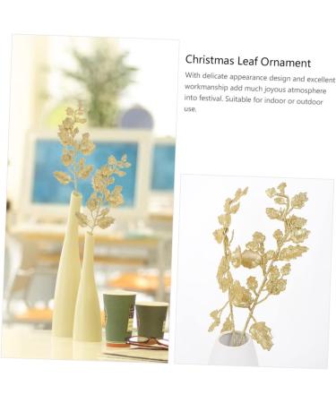 HOMSFOU 10pcs Simulated Leaves Christmas Leaves Stems Leaves Picks for Autumn DIY Craft Xmas Wreath Artificial Branches Bay Leaf Plant Christmas Garland Christmas Tree Glitter Powder Spray Golden 39x12cm - Buy Online on GoSupps.com