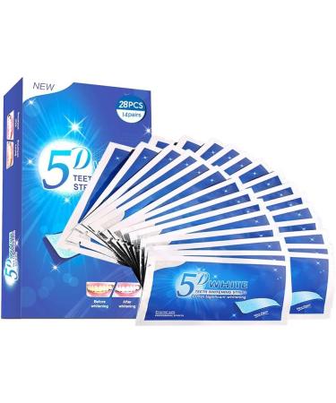 5D Teeth Whitening Strips - 28 Strong Strips for Stain Removal & Plaque, Peroxide-Free Gel for Yellow Teeth - Two Weeks Treatment - Buy Online on GoSupps.com
