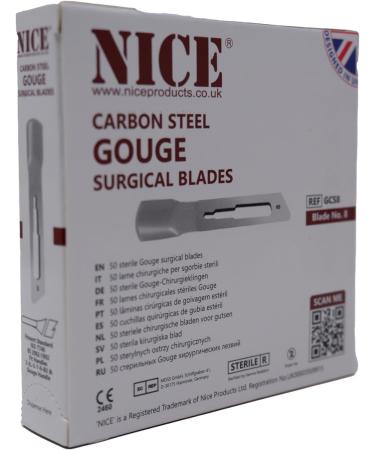 50 x NICE No.8 Gouge Sterile Carbon Steel Blades GCS8 for Manicure and Pedicure - Buy Online on GoSupps.com
