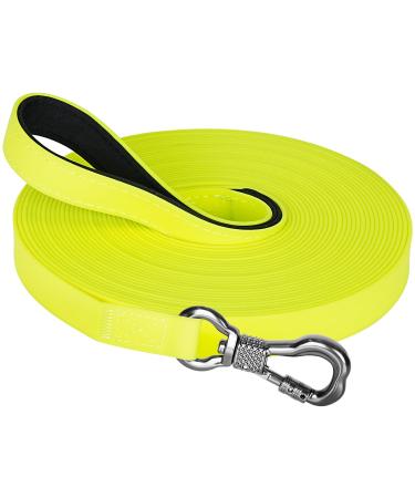 X XBen waterproof tow lines for dogs 3m 5m 10m 15m 20m 30m rubberized drag line with lockable carabine dog leash running line for small medium -sized dogs robust training lines neon yellow 10m neon yellow