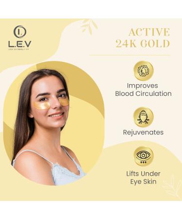 LEV 24K Gold Eye Mask - Reduce Puffiness & Dark Circles | 15 Pairs for Wrinkles & Fatigue Relief - International Shipping - Buy Online on GoSupps.com