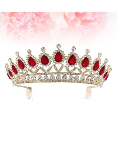 Lurrose Bridal Rhinestone Crown Headpiece - Elegant Red Alloy Hair Accessory for Women & Girls - 1 PC with Comb - Buy Online on GoSupps.com