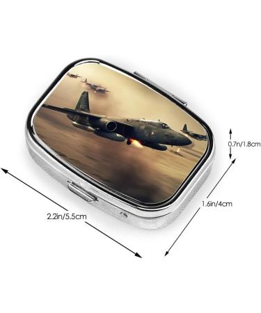 War Plane Printing Small Pill Case - Cute Travel Pill Organizer with 2 Compartments for Purse & Gifts - Buy Online on GoSupps.com