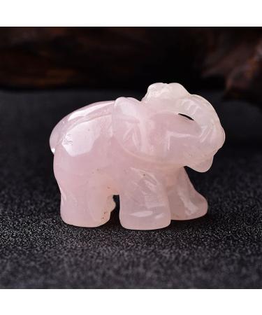 Handmade Carved Tangling Jade Elephant Gemstone Natural Crystal Figurine Good Luck Ornaments FZUGEDRLI (Color : Pink Crystal)