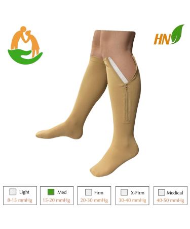 Shop Seniors Care 15-20 mmHg Compression Leg Calf Closed Toe Zipper Socks - Nude 3X-Large | International Shipping Available - Buy Online on GoSupps.com