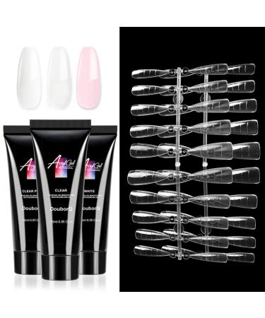 Herbest's nail set set poly nail gel nail art set 15 ml* 3 colors nails extension gel builder gel nail extension gel + 40 nail extension forms for technicians starter diy salon art nails