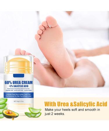 60% Urea & 2% Salicylic Acid Foot Cream - Deep Moisturizer for Dry Cracked Skin on Feet Knees Elbows & Hands - Exfoliates & Nourishes for Soft Smooth Skin - Unisex 1.41oz - Buy Online on GoSupps.com