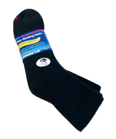 J.T. Foote - Non Binding Diabetic Socks Low Cut Ped Mens 3pk - Black Size 10-13