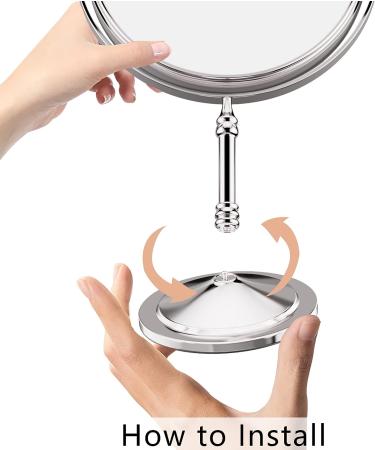 FOUTLQ 1X/10X Magnifying Makeup Mirror Double Sided | 8 Inch Round Cosmetic Mirror with Stand | 360 Degree Swivel | Polished Chrome Finish - Buy Online on GoSupps.com