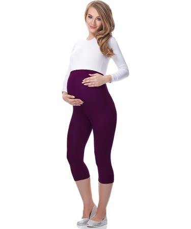 Be Mammy Maternity 3/4 Leggings - Plum, Size L | Comfortable Pregnancy Wear - Buy Online on GoSupps.com