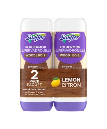 Swiffer PowerMop Wood QuickDry Wood Floor Cleaning Solution with Lemon Scent .75L 2 Pack