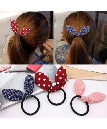 Ruihfas 12Pcs Lovely Rabbit Ear Bow Hair Bands Scrunchies - Elastic Hair Ties Ropes for Ponytails and Headbands - Buy Online on GoSupps.com
