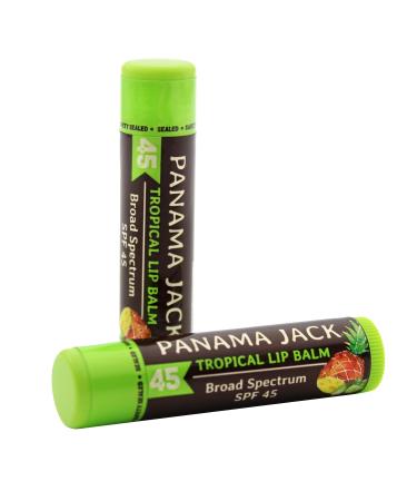 Panama Jack Sunscreen Lip Balm - SPF 45 Broad Spectrum UVA-UVB Sunscreen Protection Prevents & Soothes Dry Chapped Lips Tropical 2-pack Tropical Pack of 2