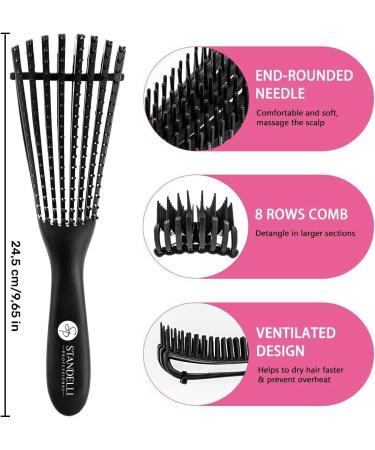 ST PROFESSIONAL Detangling Brush for Black Natural Hair | Vented for Blow Drying | 3a to 4c Hair Types | Abony Black - Buy Online on GoSupps.com