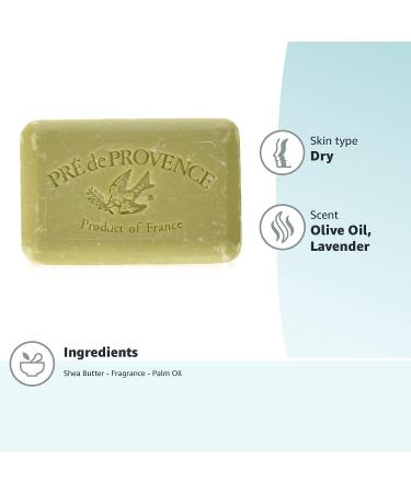 Pre de Provence Olive Oil & Lavender Artisanal Soap Bar - 12.3 Ounce, Enriched with Organic Shea Butter, Quad Milled for Rich Lather - Natural French Skincare - Buy Online on GoSupps.com