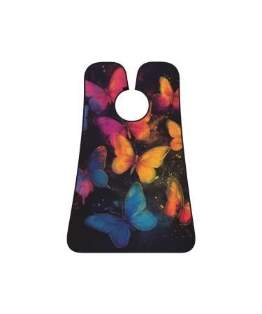 Butterfly Print Beard Bib Apron Non-Stick Beard Men's Hair Catcher for Shaving Gifts for Men. One Size Black1