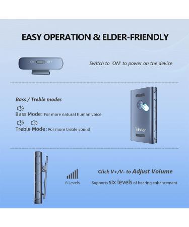 Trihear USB-C Rechargeable Hearing Aids for Seniors & Adults - Noise Cancelling Clip-On Digital Amplifier - Adjustable Volume - Blue - Buy Online on GoSupps.com