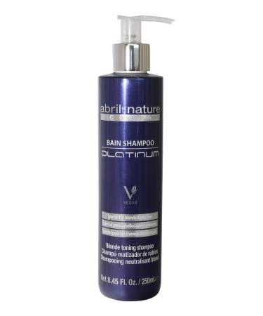 Abril Et Nature - Bain Shampoo Platinum - Purple Toning Shampoo - 250 ml - To Tone Down Grey or Bleached Hair - Keratin Hair Treatment - Hair Products - Eliminates Brassy Yellow Tones