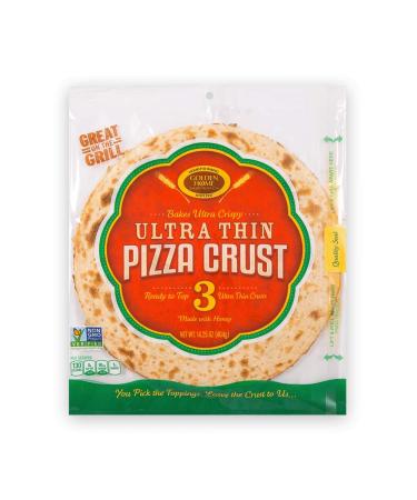Golden Home Ultra Thin Pizza Crust, Low Carb, Low Fat, Non-GMO Wheat (3 Crusts)
