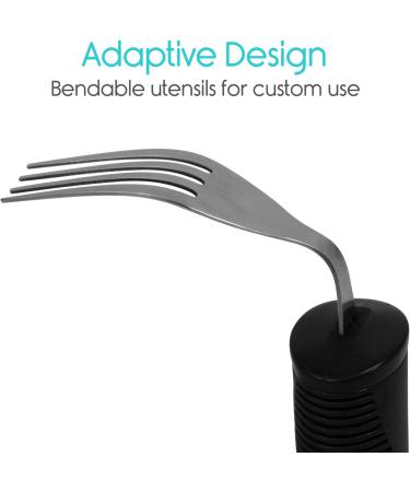 Vive Adaptive Utensil Set - Heavy Stainless Steel Silverware for Parkinson's and Arthritis - Easy Grip for Shaking Hands - Non-Weighted Holder Included - Buy Online on GoSupps.com
