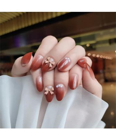Press on Nails Fake Nails 24Pcs Shiny Red False fingernail with Self-Adhesive Jelly Nail Glue Tabs Press On False Nails