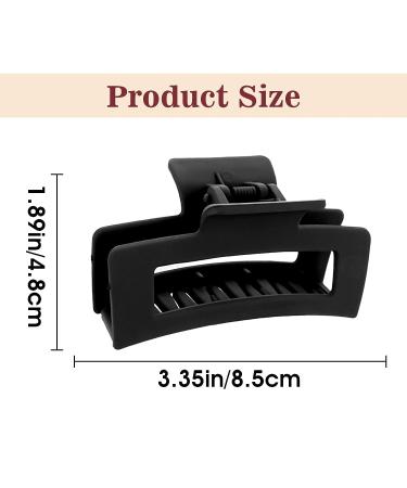 Matte Square Claw Clips 3.5 Inch - Strong Hold Non-Slip Hair Clamps for Women Girls - Set of 2 Black Medium Hair Styling Accessories - Buy Online on GoSupps.com